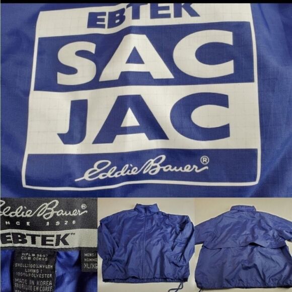 XL EDDIE BAUER SAC JAC MEN'S WINDBREAKER blue JACKET extra large - Picture 1 of 15